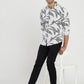 White Printed Slim Fit Casual Shirt | Greenfibre