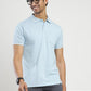 Light Blue Solid Slim Fit Polo T-Shirt | Greenfibre
