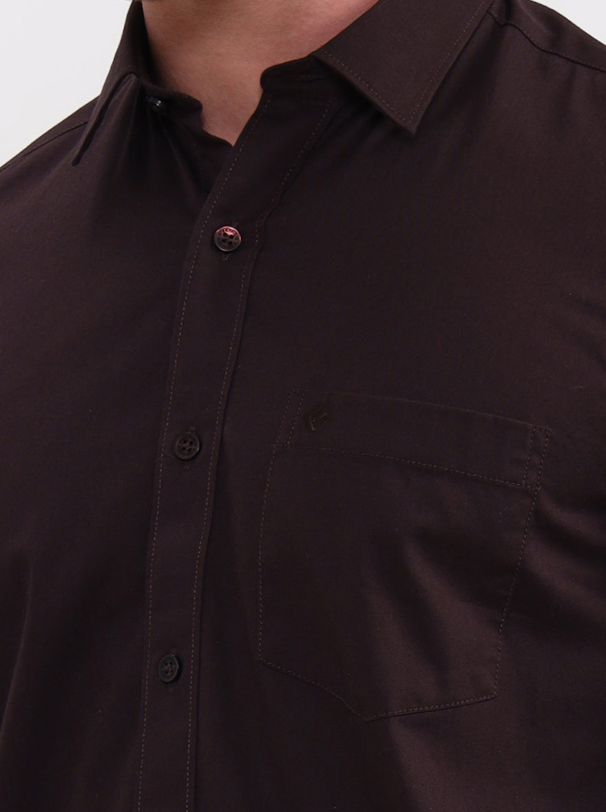 Brown Solid Smart Fit Semi Casual Shirt | Greenfibre