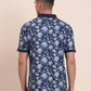 Navy Blue Printed Slim Fit Polo T-Shirt | Greenfibre