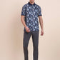 Navy Blue Printed Slim Fit Polo T-Shirt | Greenfibre