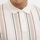 Khaki & White Striped Slim Fit Polo T-Shirt | Greenfibre