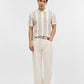 Khaki & White Striped Slim Fit Polo T-Shirt | Greenfibre