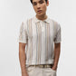 Khaki & White Striped Slim Fit Polo T-Shirt | Greenfibre
