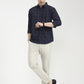 Navy Blue Checked Slim Fit Casual Shirt | Greenfibre