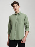 Green Solid Slim Fit Casual Shirt | Greenfibre