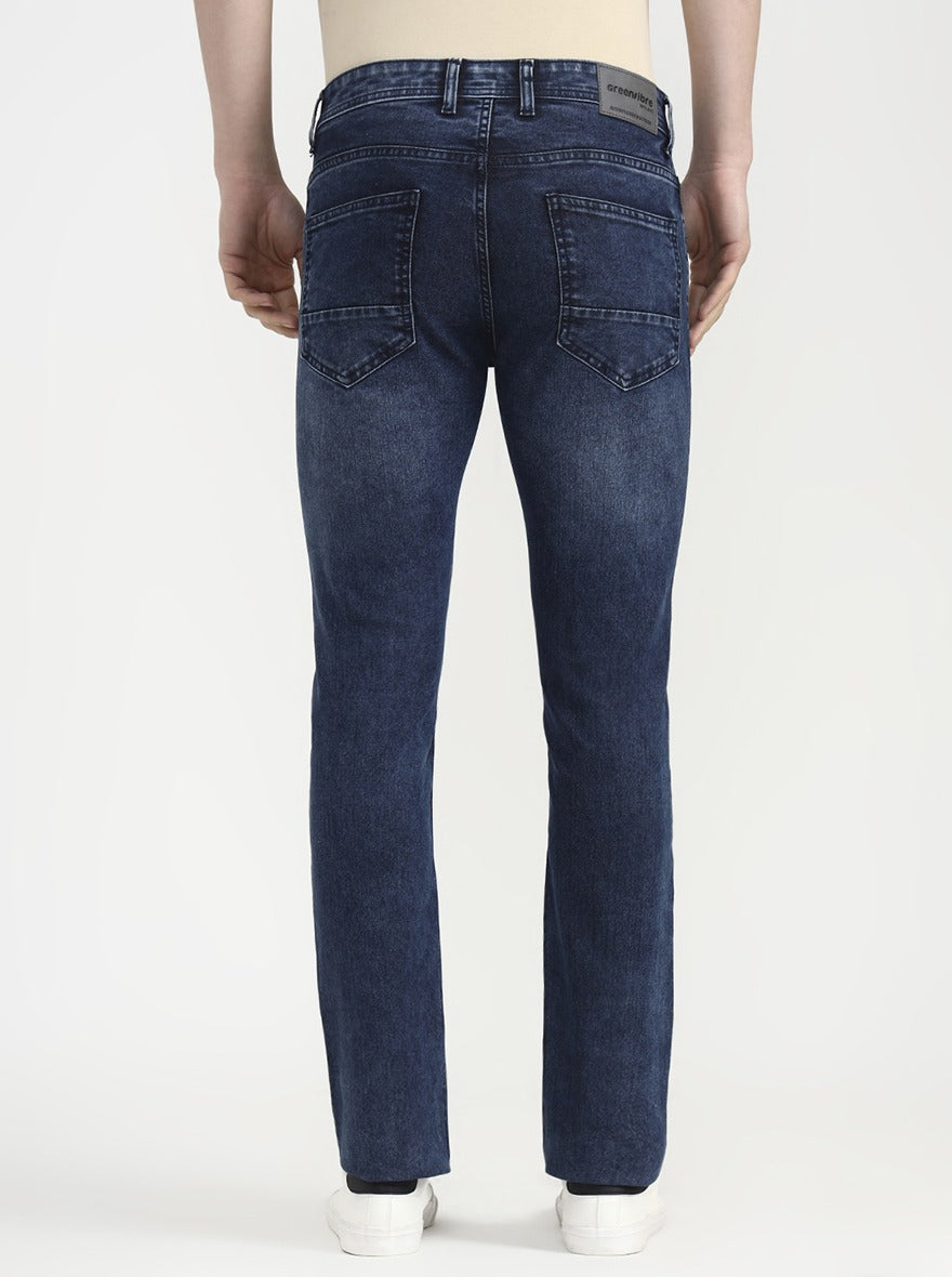 Blue Solid Narrow Fit Jeans | Greenfibre