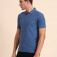 Federal Blue Printed Slim Fit Polo T-Shirt | Greenfibre