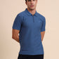 Federal Blue Printed Slim Fit Polo T-Shirt | Greenfibre