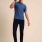 Federal Blue Printed Slim Fit Polo T-Shirt | Greenfibre