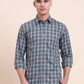 Dark Mint Checked Smart Fit Semi Casual Shirt | Greenfibre