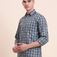 Dark Mint Checked Smart Fit Semi Casual Shirt | Greenfibre