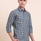 Dark Mint Checked Smart Fit Semi Casual Shirt | Greenfibre