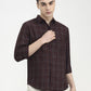 Maroon Checked Slim Fit Casual Shirt | Greenfibre