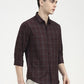 Maroon Checked Slim Fit Casual Shirt | Greenfibre