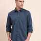 Medium Blue Printed Smart Fit Semi Casual Shirt | Greenfibre