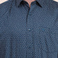 Medium Blue Printed Smart Fit Semi Casual Shirt | Greenfibre