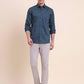 Medium Blue Printed Smart Fit Semi Casual Shirt | Greenfibre