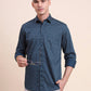 Medium Blue Printed Smart Fit Semi Casual Shirt | Greenfibre