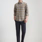 Light Olive Checked Slim Fit Casual Shirt | Greenfibre