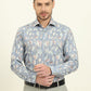 Blue Printed Slim Fit Party Wear Shirt | Wyre