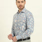 Blue Printed Slim Fit Party Wear Shirt | Wyre