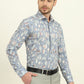 Blue Printed Slim Fit Party Wear Shirt | Wyre