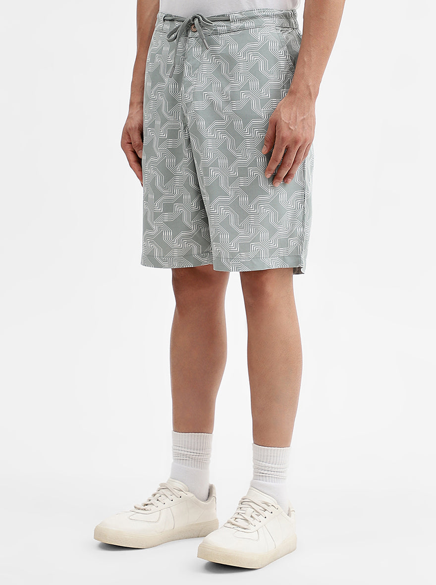 Green Printed Regular Fit Shorts | Greenfibre