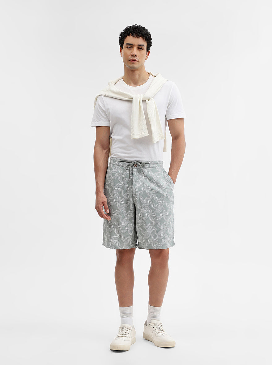Green Printed Regular Fit Shorts | Greenfibre