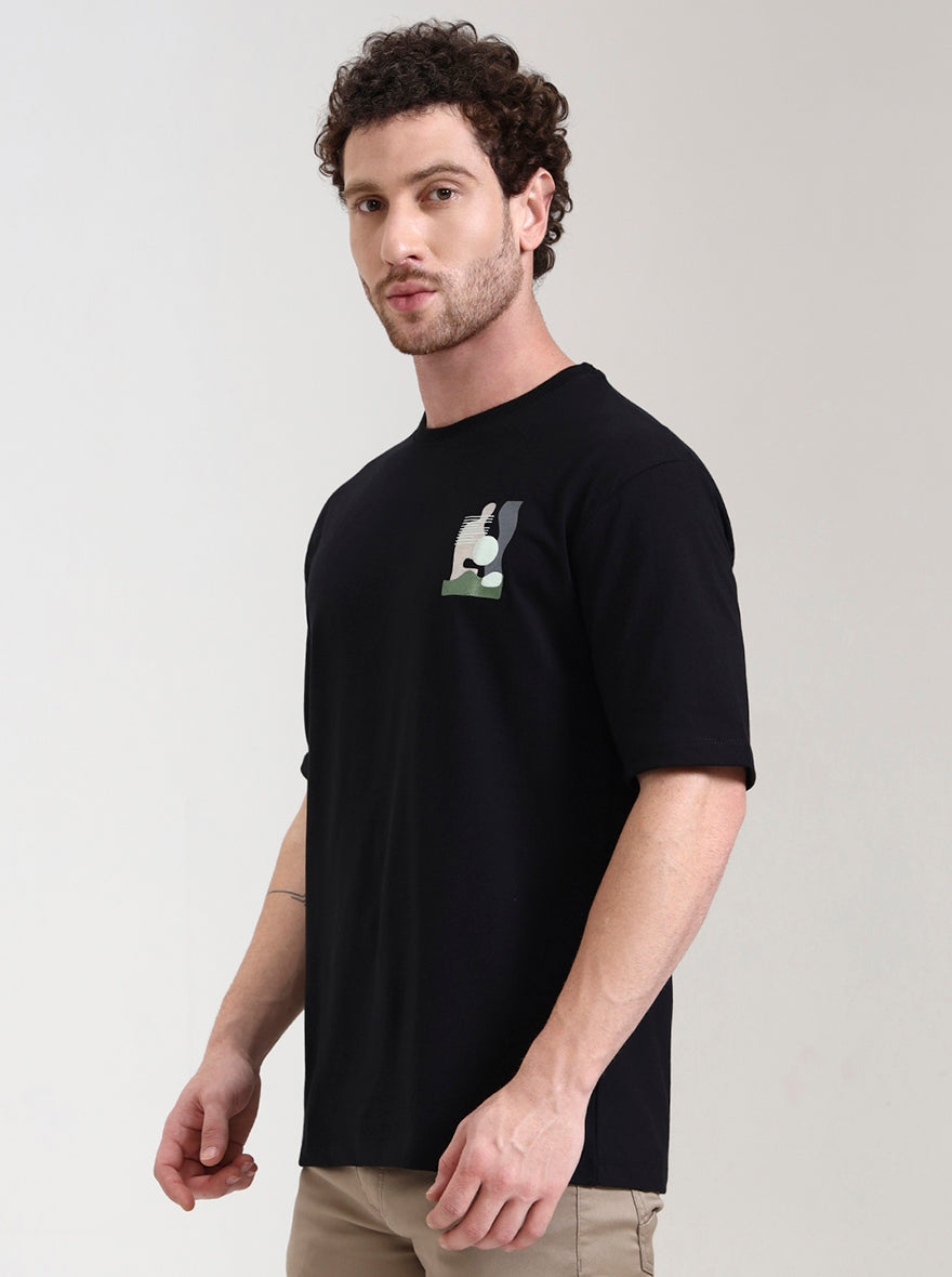Black Printed Oversize Fit T-Shirt | Greenfibre