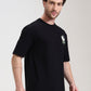 Black Printed Oversize Fit T-Shirt | Greenfibre