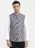 Blue & White Printed  Waistcoat | Greenfibre