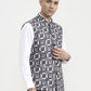 Blue & White Printed  Waistcoat | Greenfibre