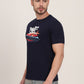 Navy Blue Printed Slim Fit T-Shirt | JadeBlue