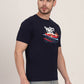 Navy Blue Printed Slim Fit T-Shirt | JadeBlue