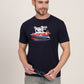 Navy Blue Printed Slim Fit T-Shirt | JadeBlue