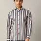 Grey Striped Slim Fit Party Wear Shirt | JB Studio