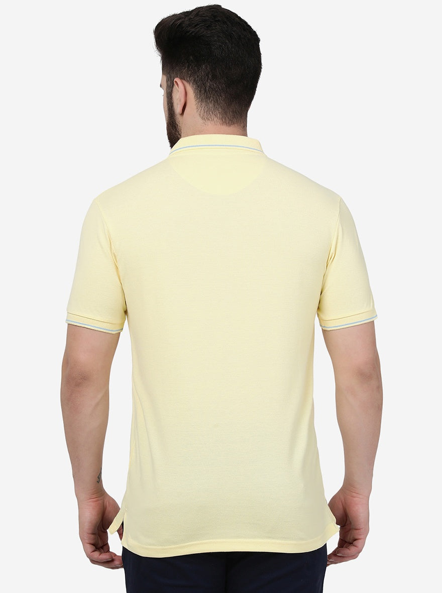 Yellow Solid Slim Fit Polo T-Shirt | Greenfibre