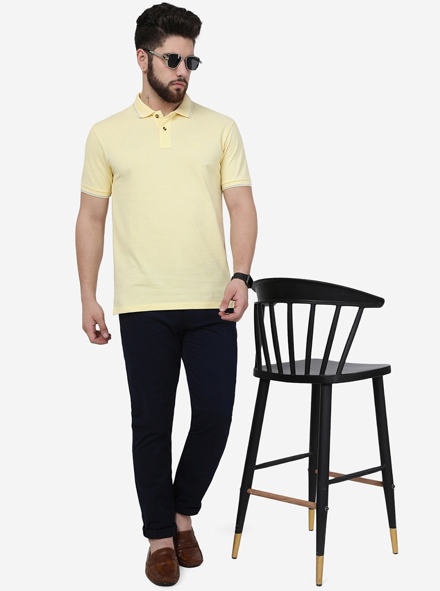 Yellow Solid Slim Fit Polo T-Shirt | Greenfibre