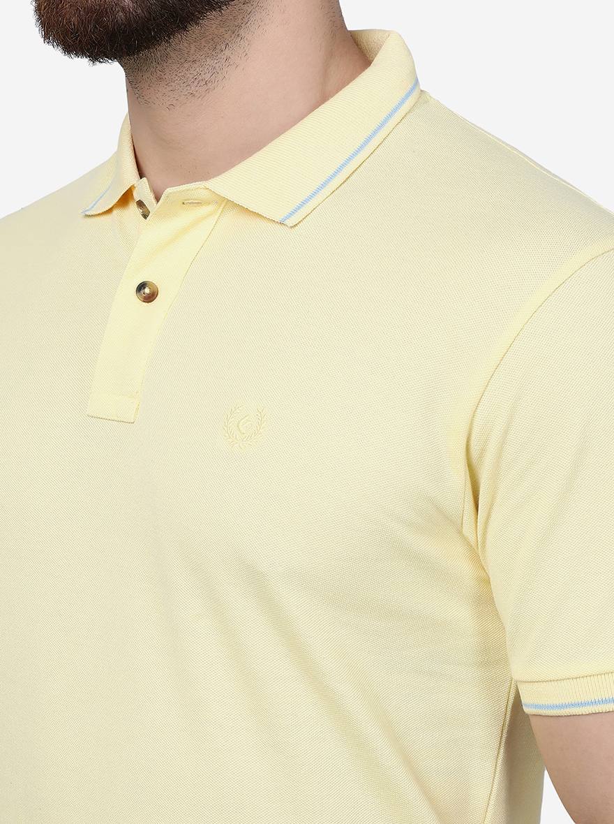 Yellow Solid Slim Fit Polo T-Shirt | Greenfibre