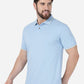 Light Blue Solid Slim Fit Polo T-Shirt | Greenfibre