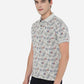 Ecru Melange Printed Slim Fit Polo T-Shirt | Greenfibre