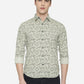 Moss Grey Printed Slim Fit Semi Casual Shirt | Greenfibre