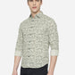 Moss Grey Printed Slim Fit Semi Casual Shirt | Greenfibre