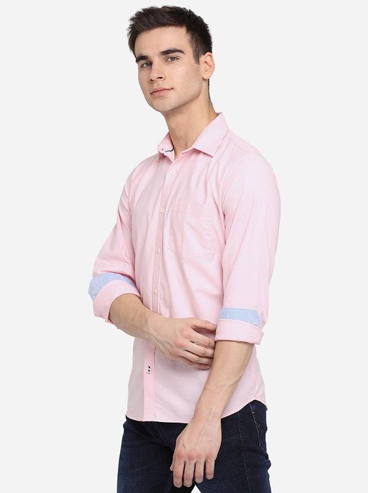 Pink Solid Slim Fit Casual Shirt | Greenfibre