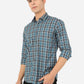 Pacific Blue Checked Slim Fit Casual Shirt | Greenfibre