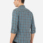 Pacific Blue Checked Slim Fit Casual Shirt | Greenfibre