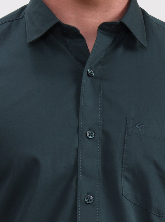 Green Solid Smart Fit Semi Casual Shirt | Greenfibre