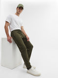 Olive Solid Slim Fit Track Pant | Greenfibre