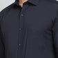 Navy Blue Solid Slim Fit Formal Shirt | Greenfibre